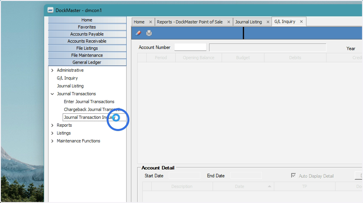 Click Journal Transaction Inquiry