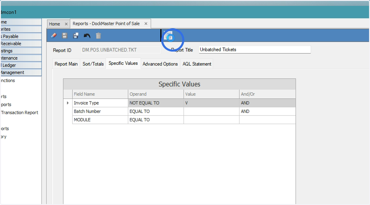 Click the paper icon to generate the report