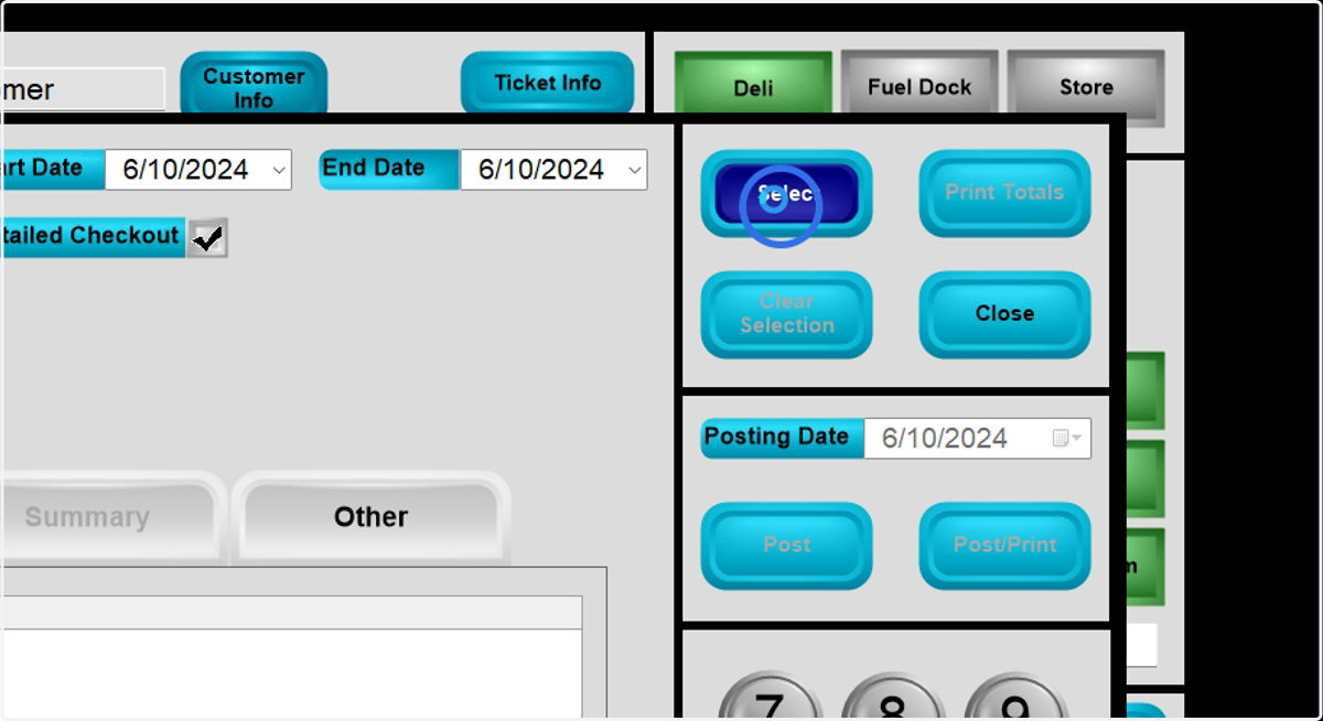 Verify the Start Date and End Date and click Select.
