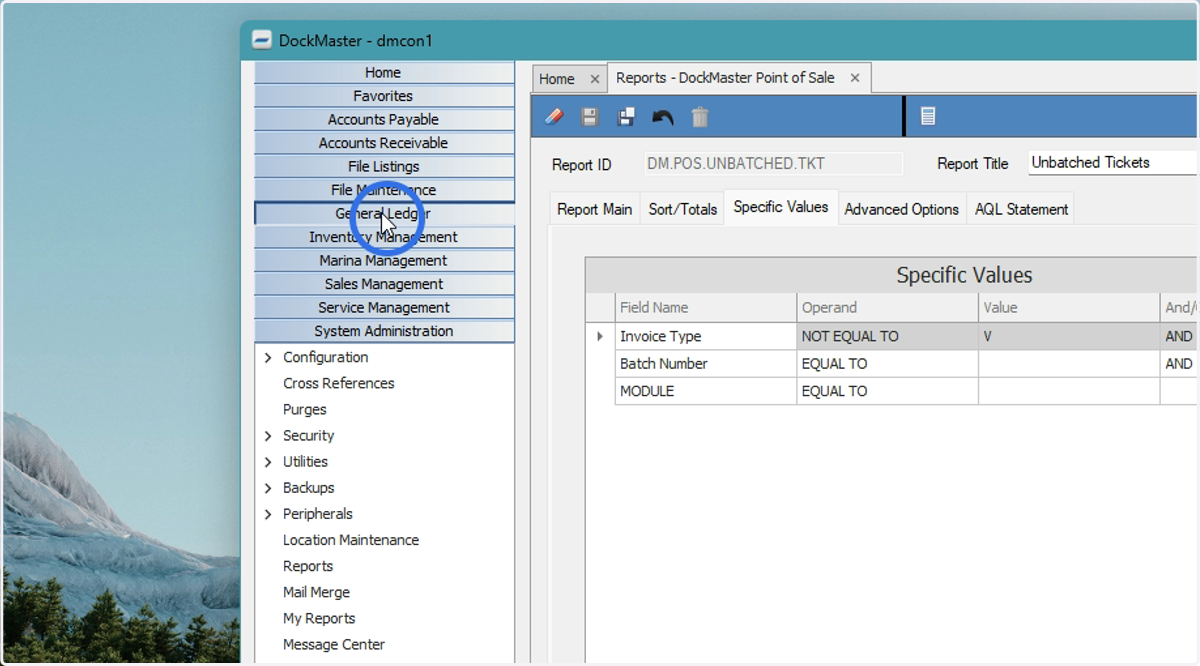 Click General Ledger