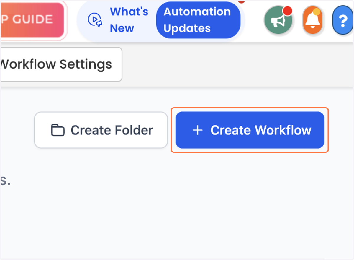 Create a new workflow by clicking the Create Workflow button.