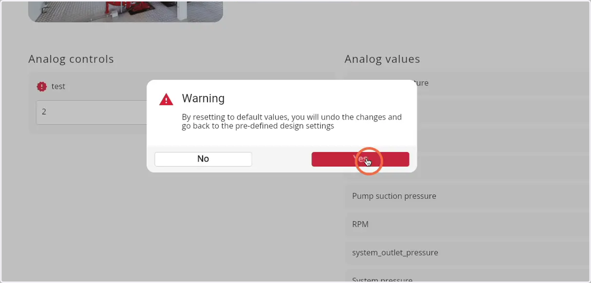 Confirm the reset by clicking 'Yes'