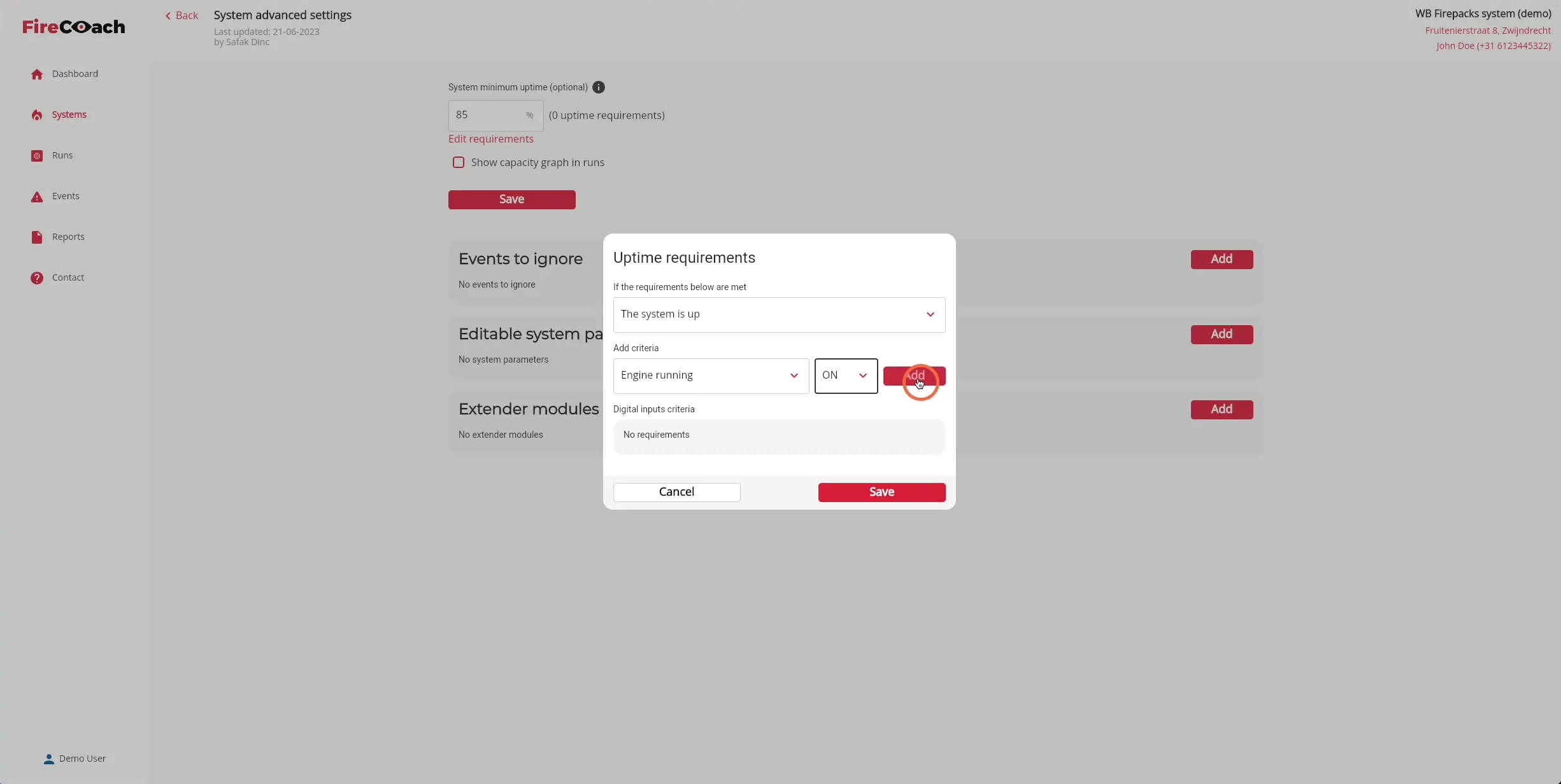 Click 'Add' to add the criteria to the requirements