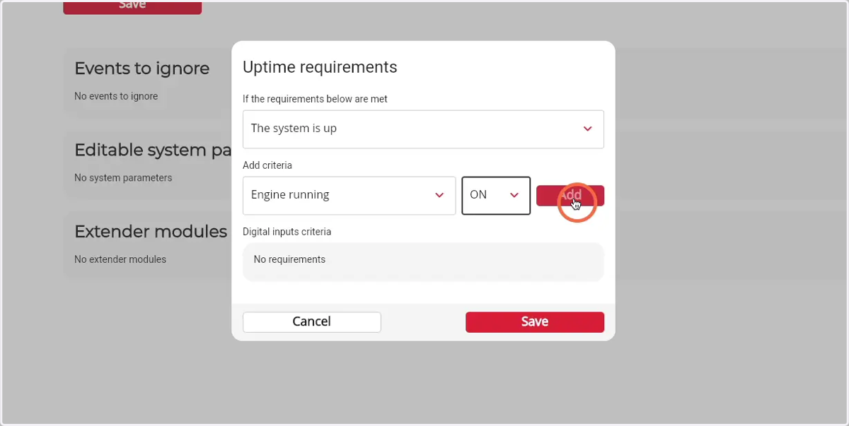 Click 'Add' to add the criteria to the requirements