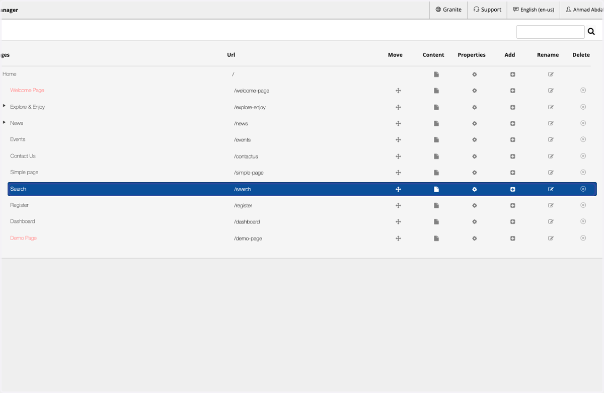 Create a blank page and call it Search
