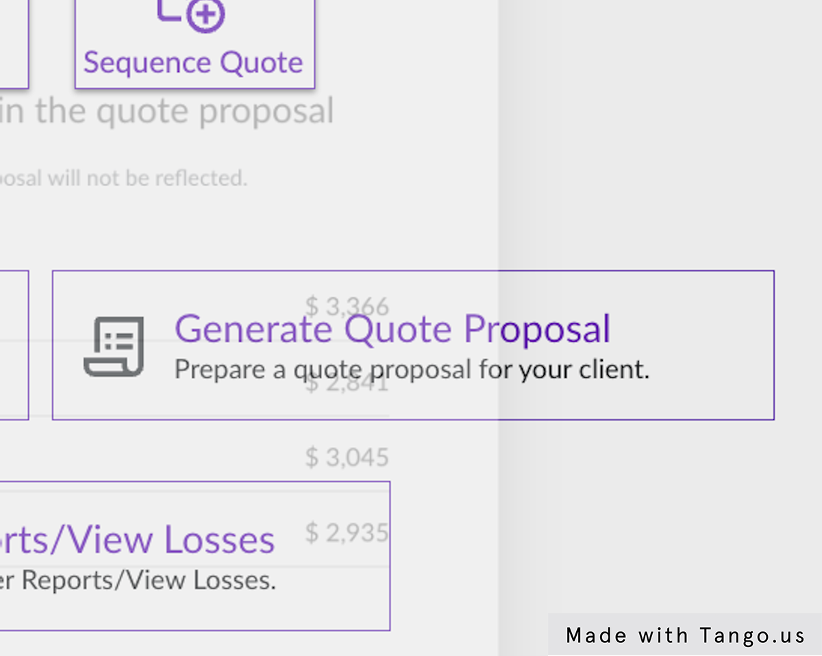 Click on Generate Quote Proposal
