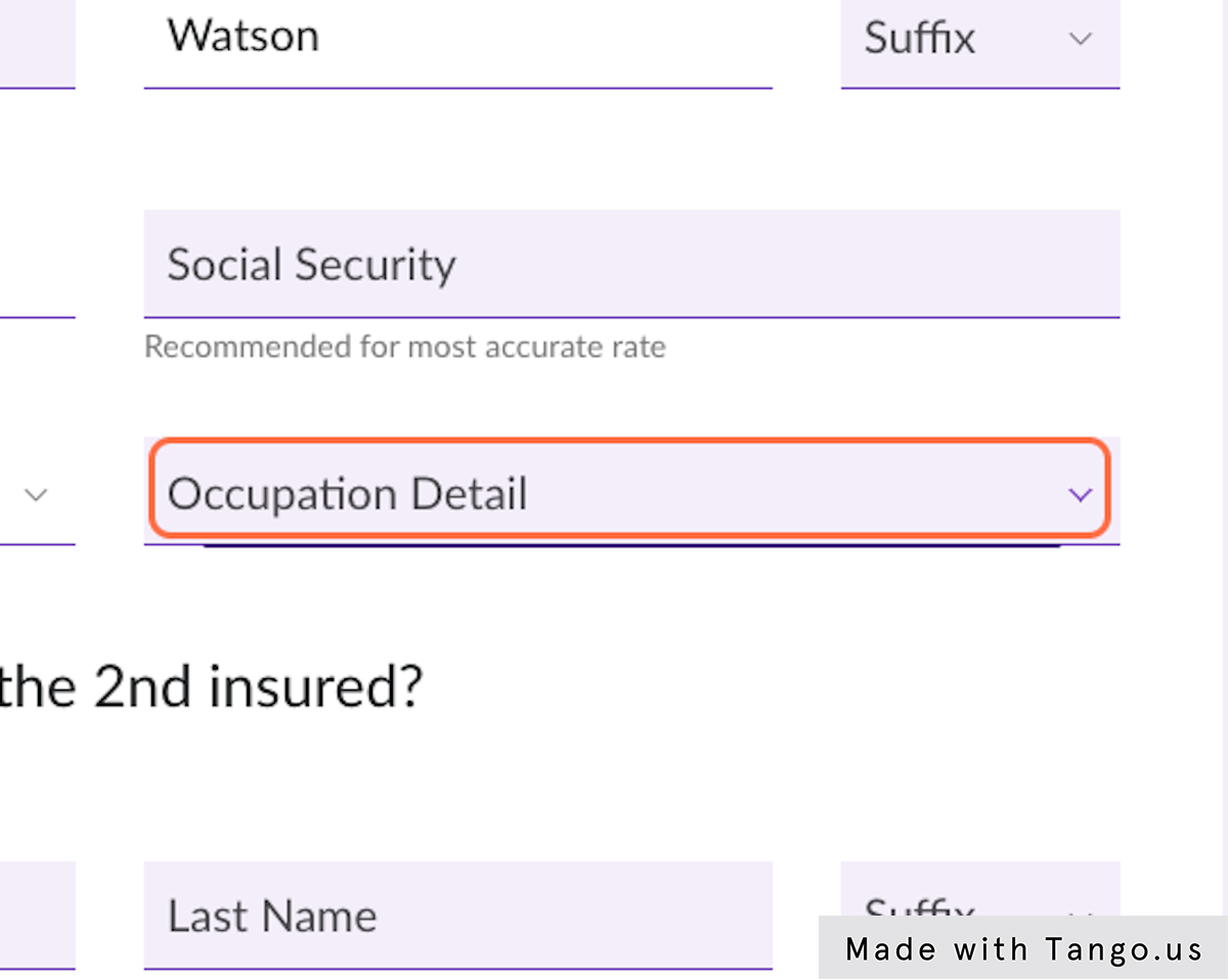 Click on Occupation Detail