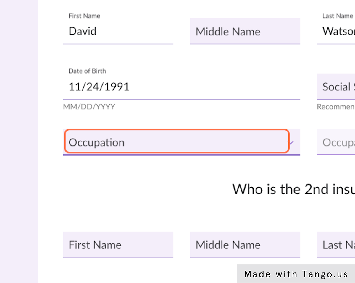 Click on Occupation