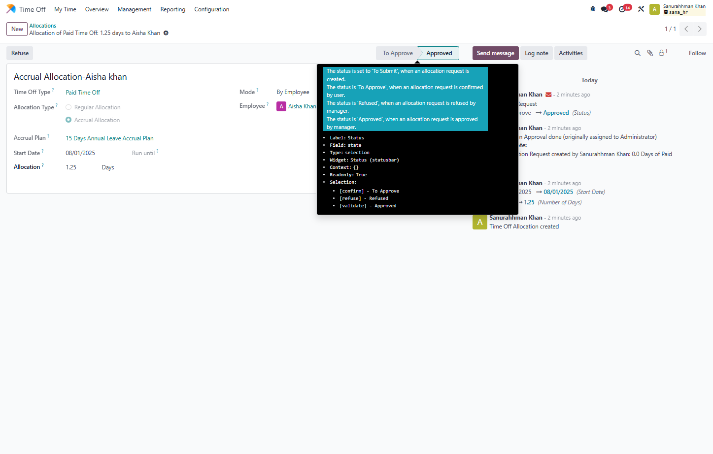 finally you can see that the status is in approved state and it has been allocated