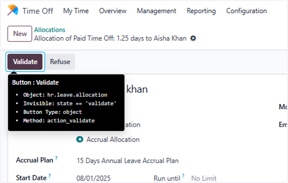 Click on Validate