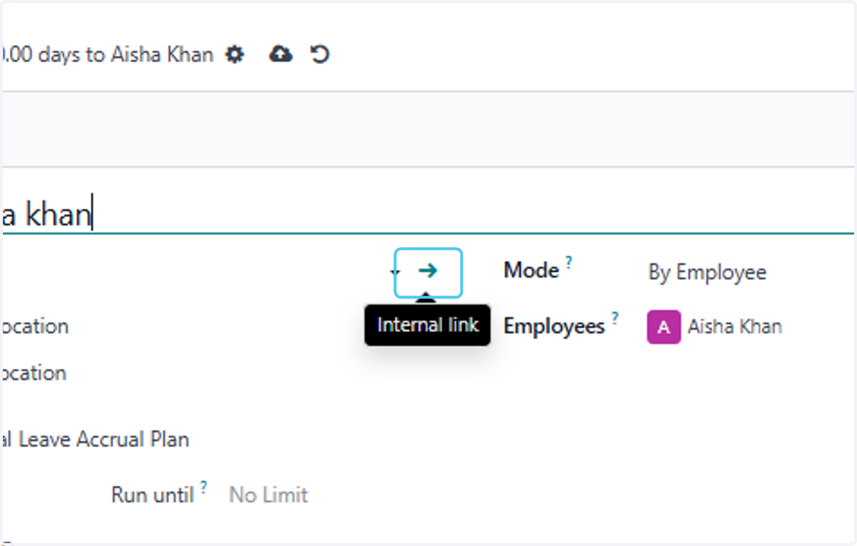 Click on Internal link to see the accrual plan