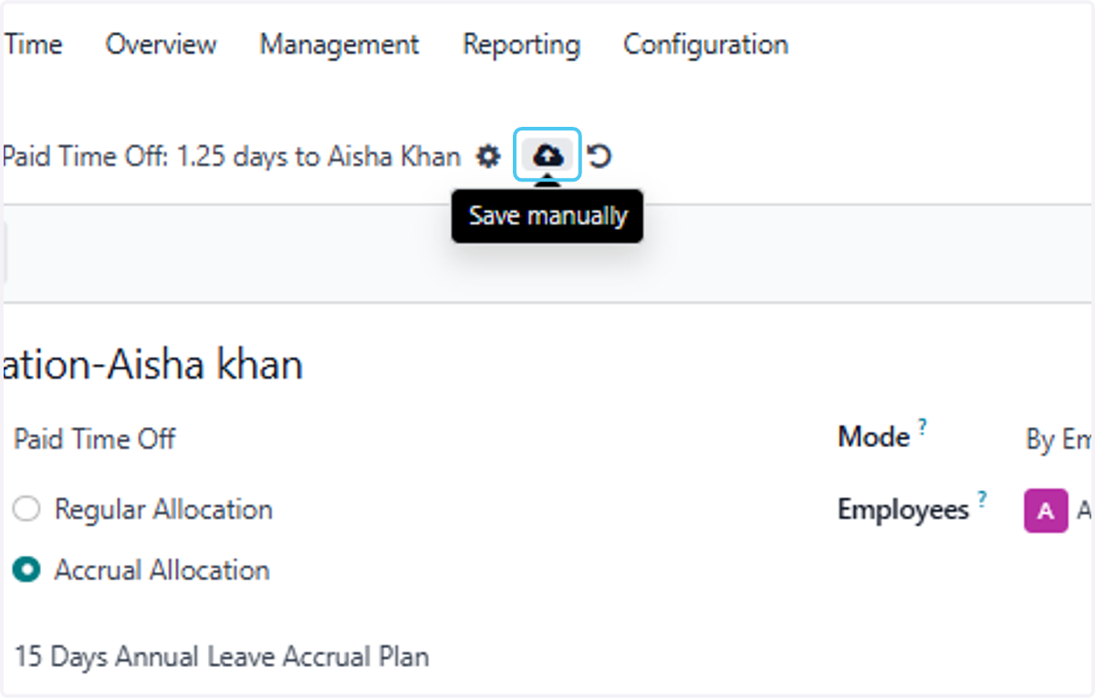 Click on Save manually