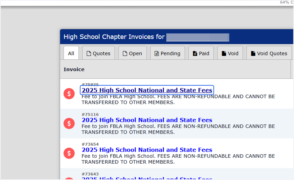 Invoices with a Red icon are in Open Status