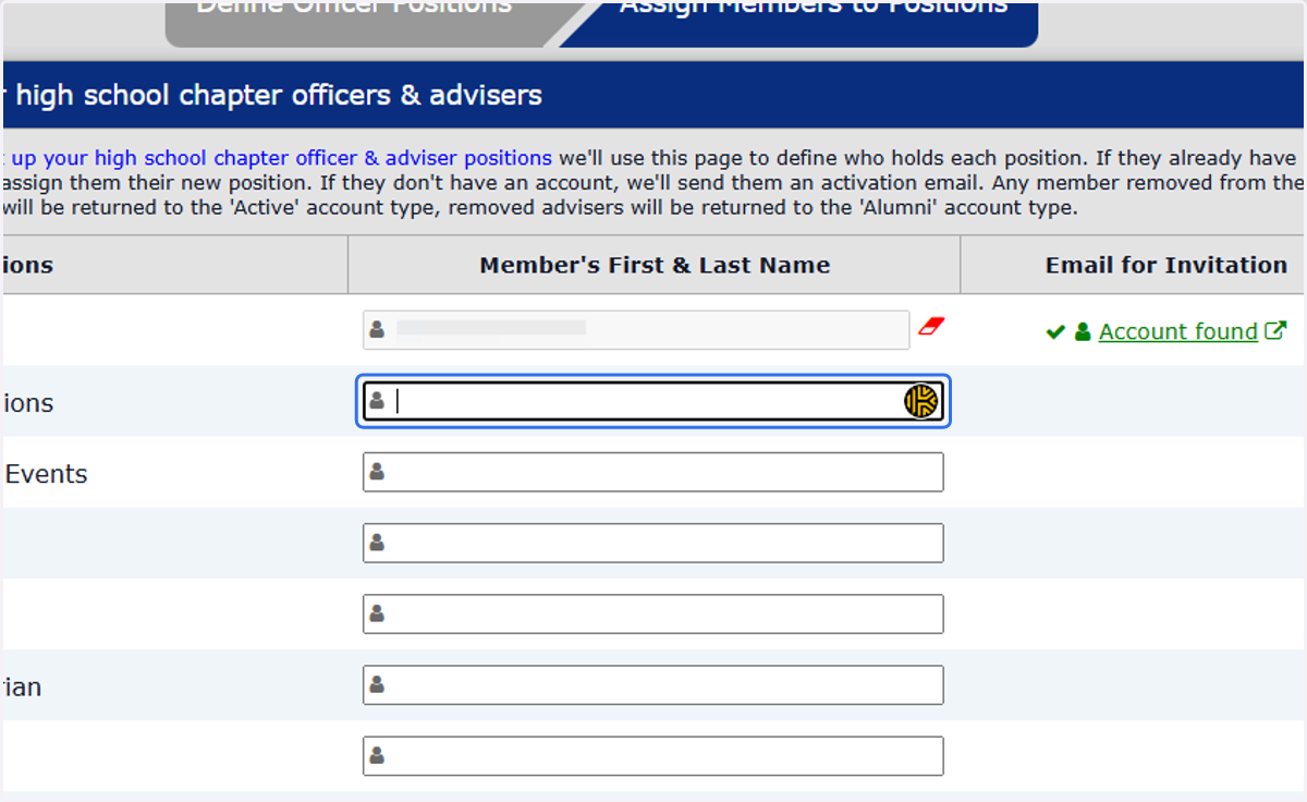 Add a member to become an officer