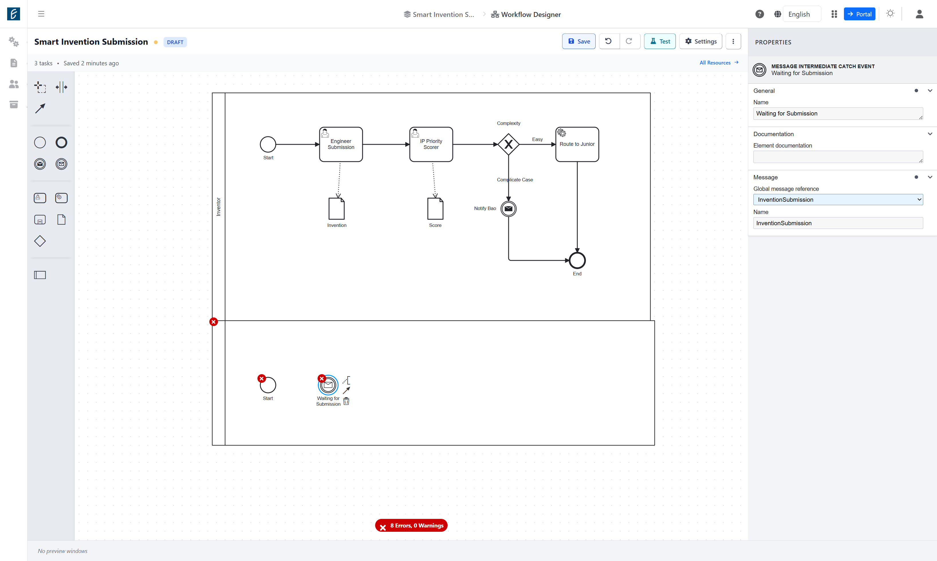Select InventionSubmission from Global message reference