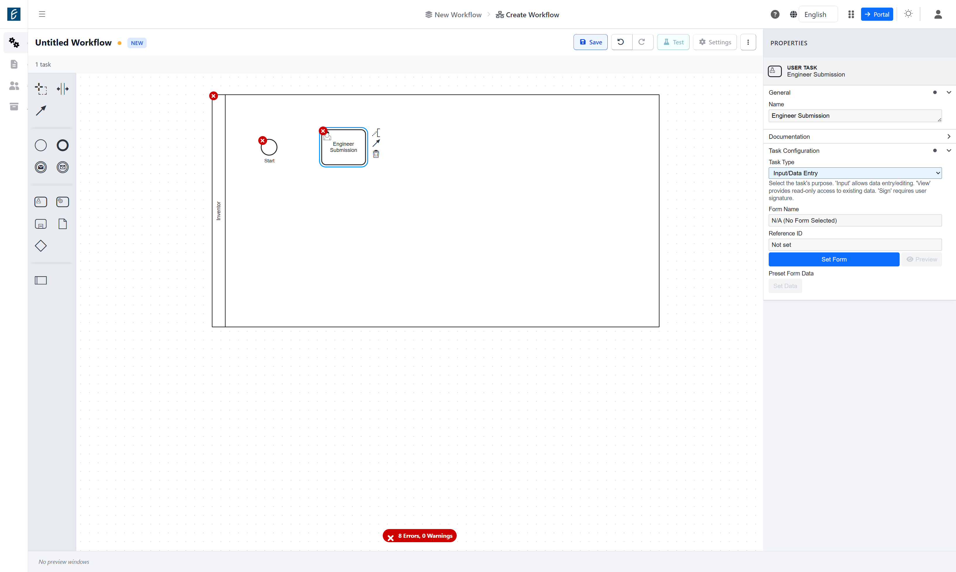 Select Input/Data Entry from Task Type