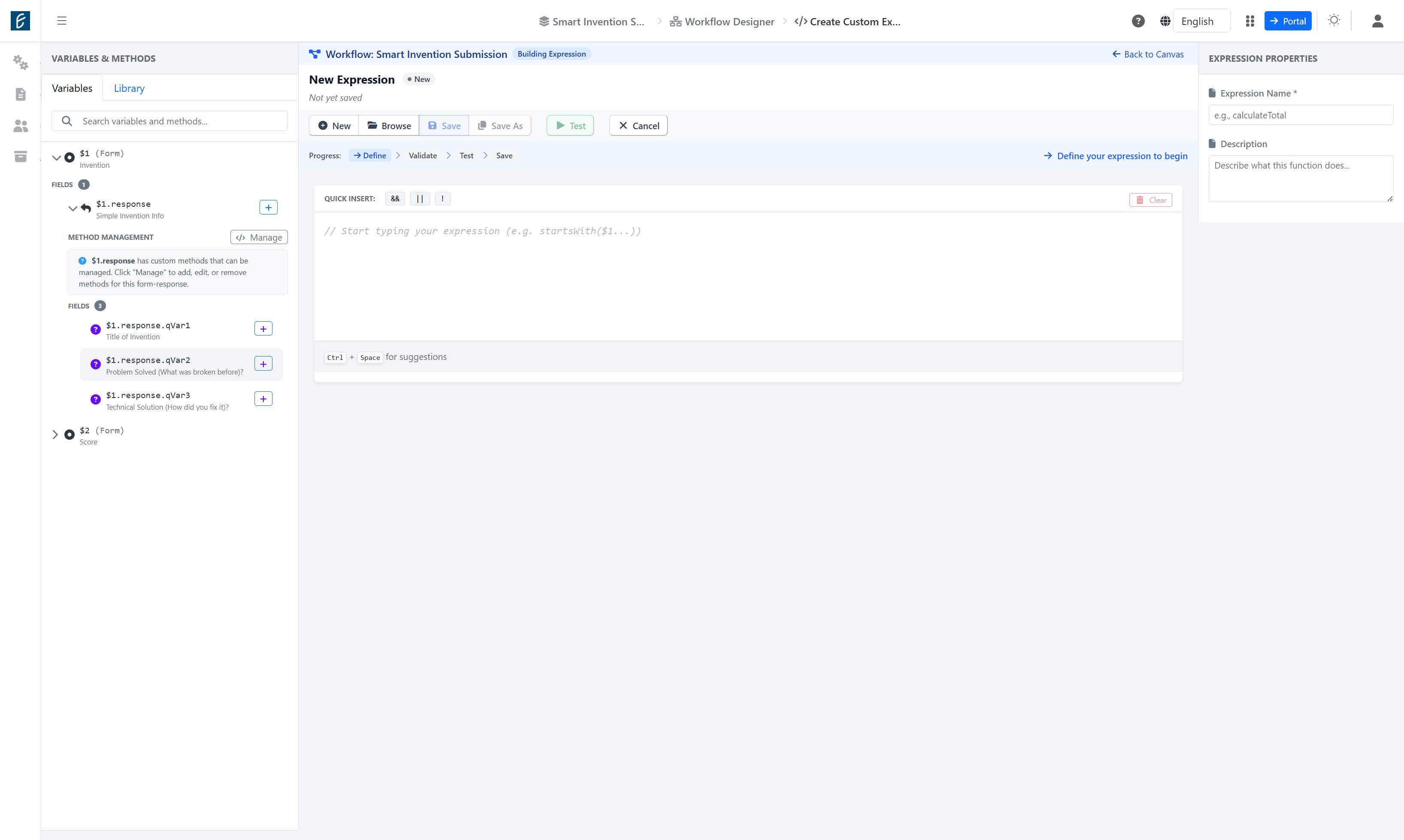 Click on $1.response.qVar2