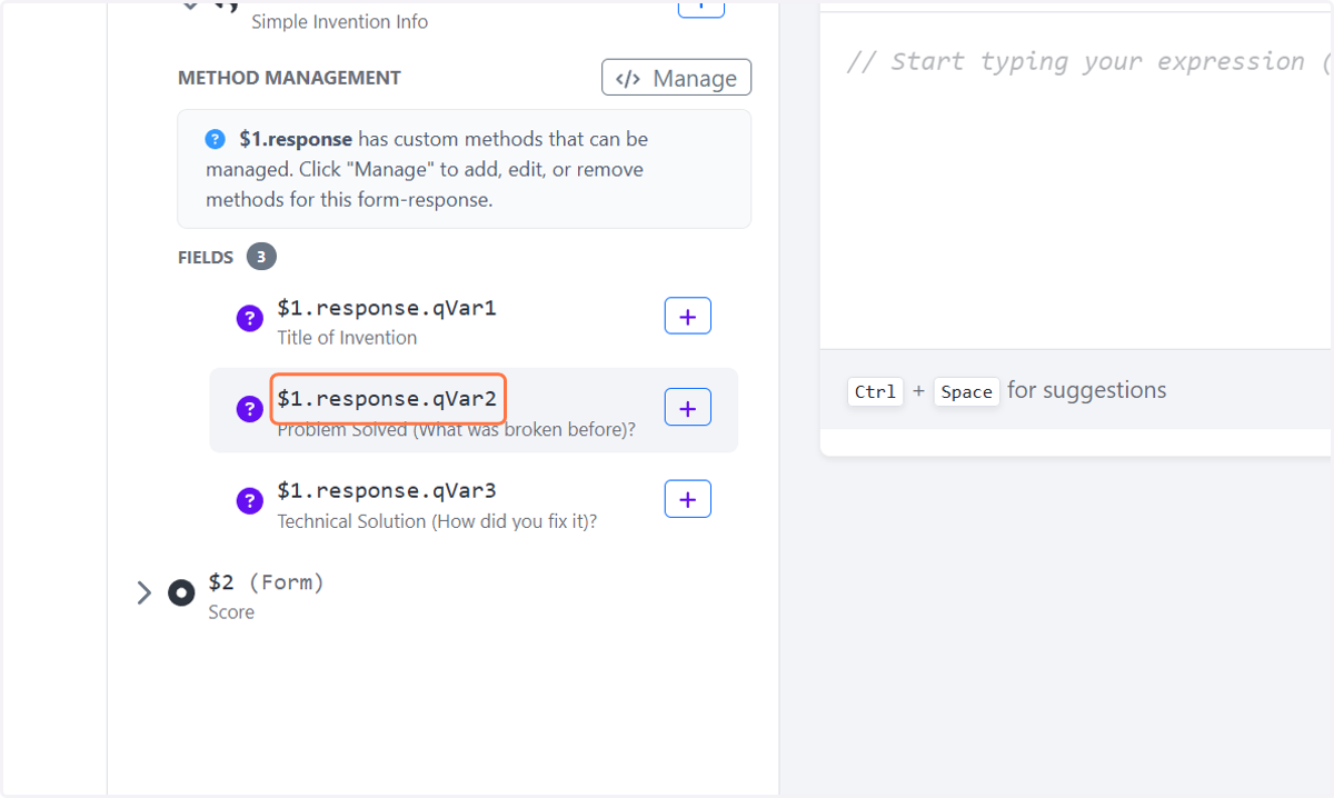 Click on $1.response.qVar2