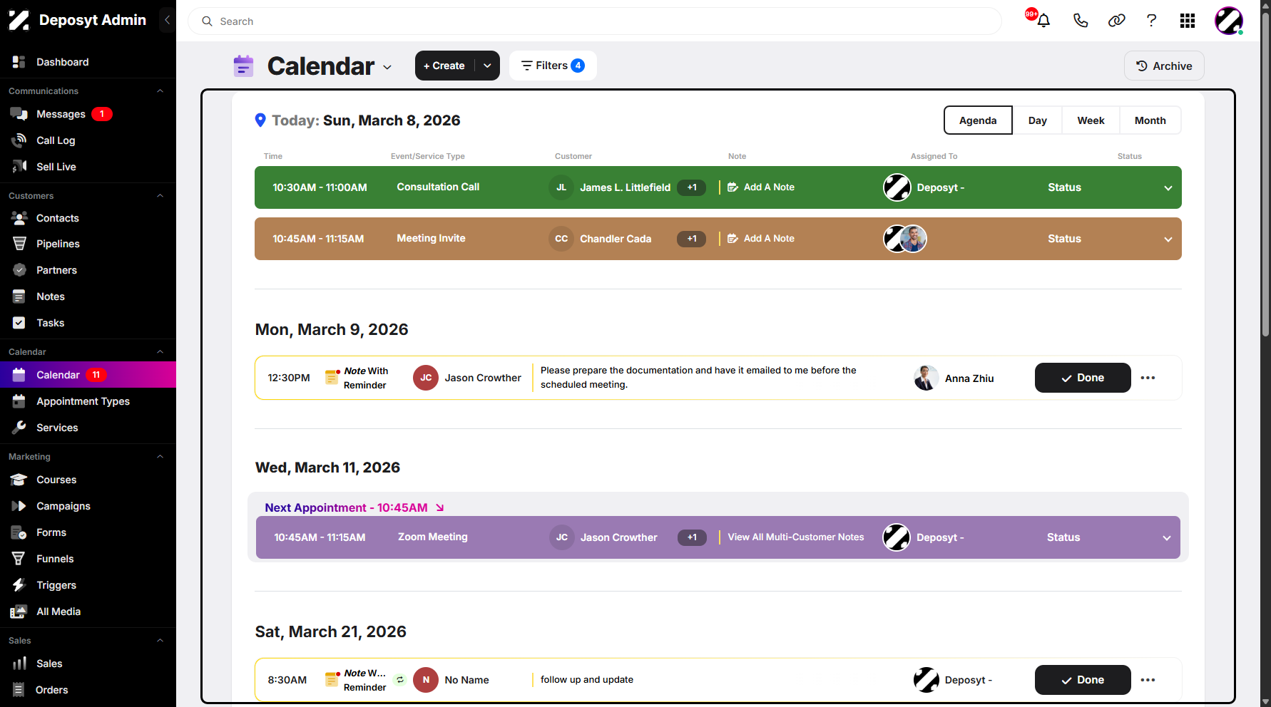 Step 2: You will then be navigated to the Calendar tab.