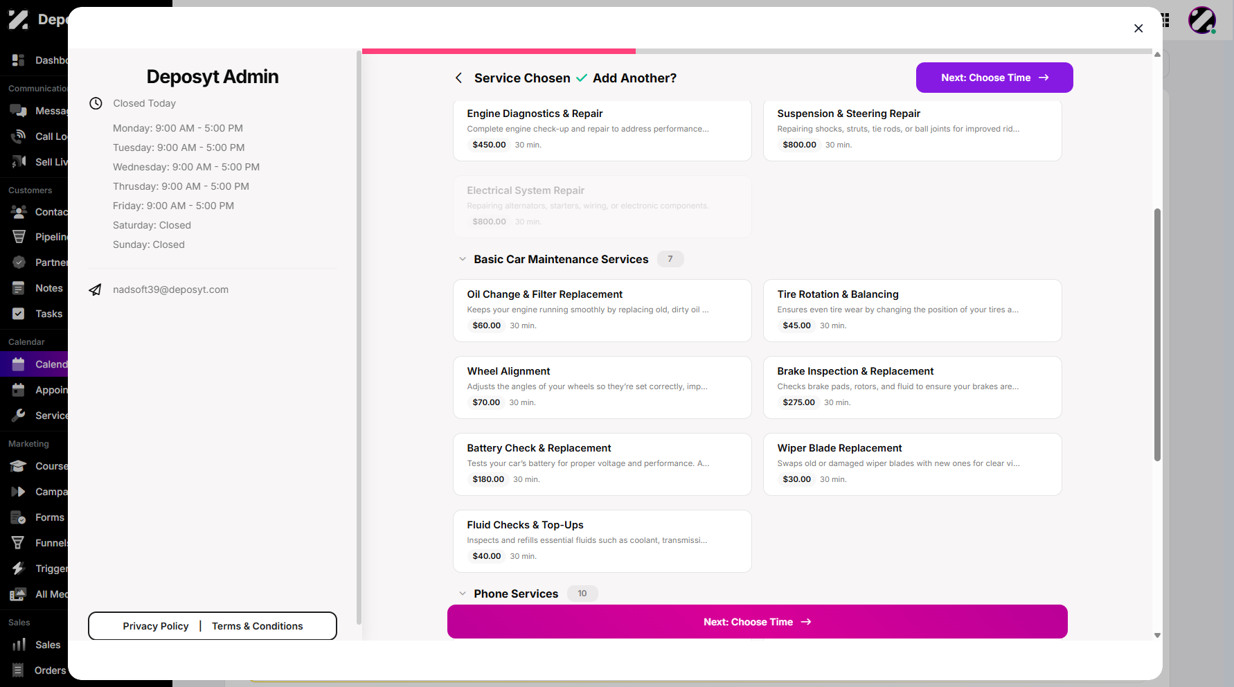 Step 7: Click on 'Next: Choose Time' to proceed.