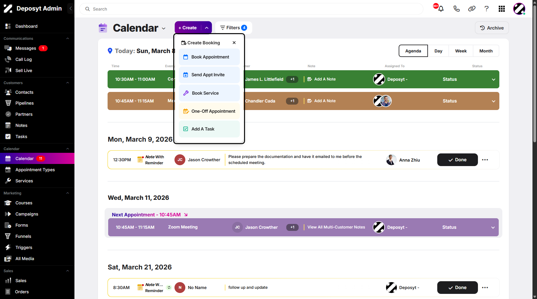 Step 4: A pop-up window will appear, allowing you to choose a booking type.