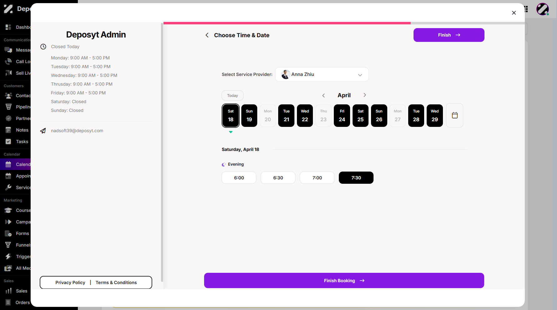 Step 8: On the next page, you will need to choose a date and time.