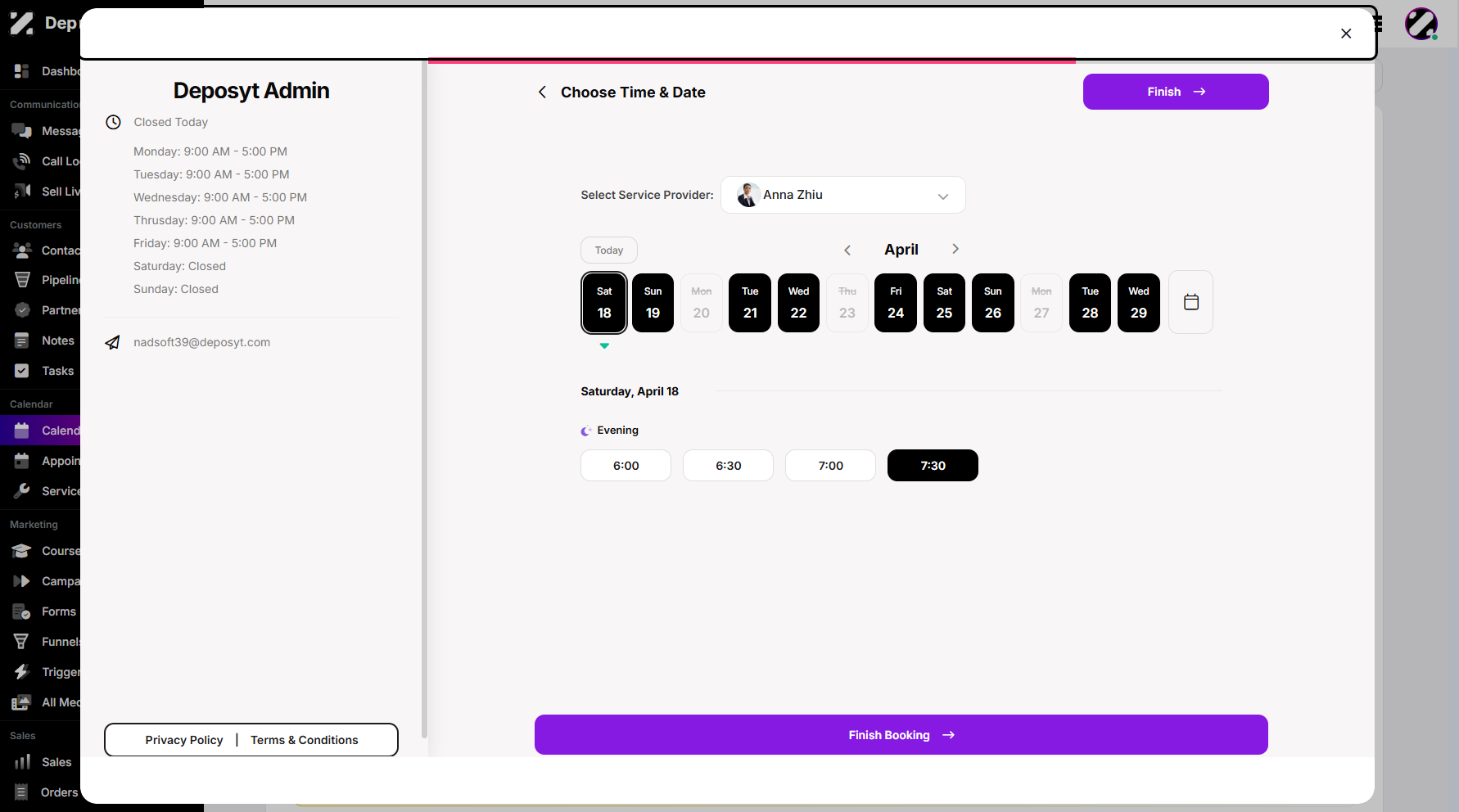 Step 8: On the next page, you will need to choose a date and time.
