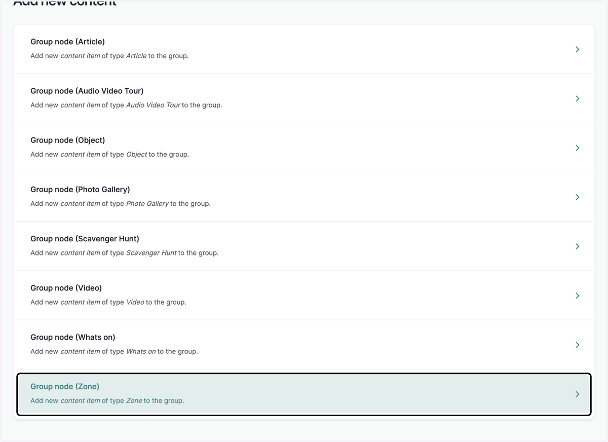 Click on Group node (Zone)