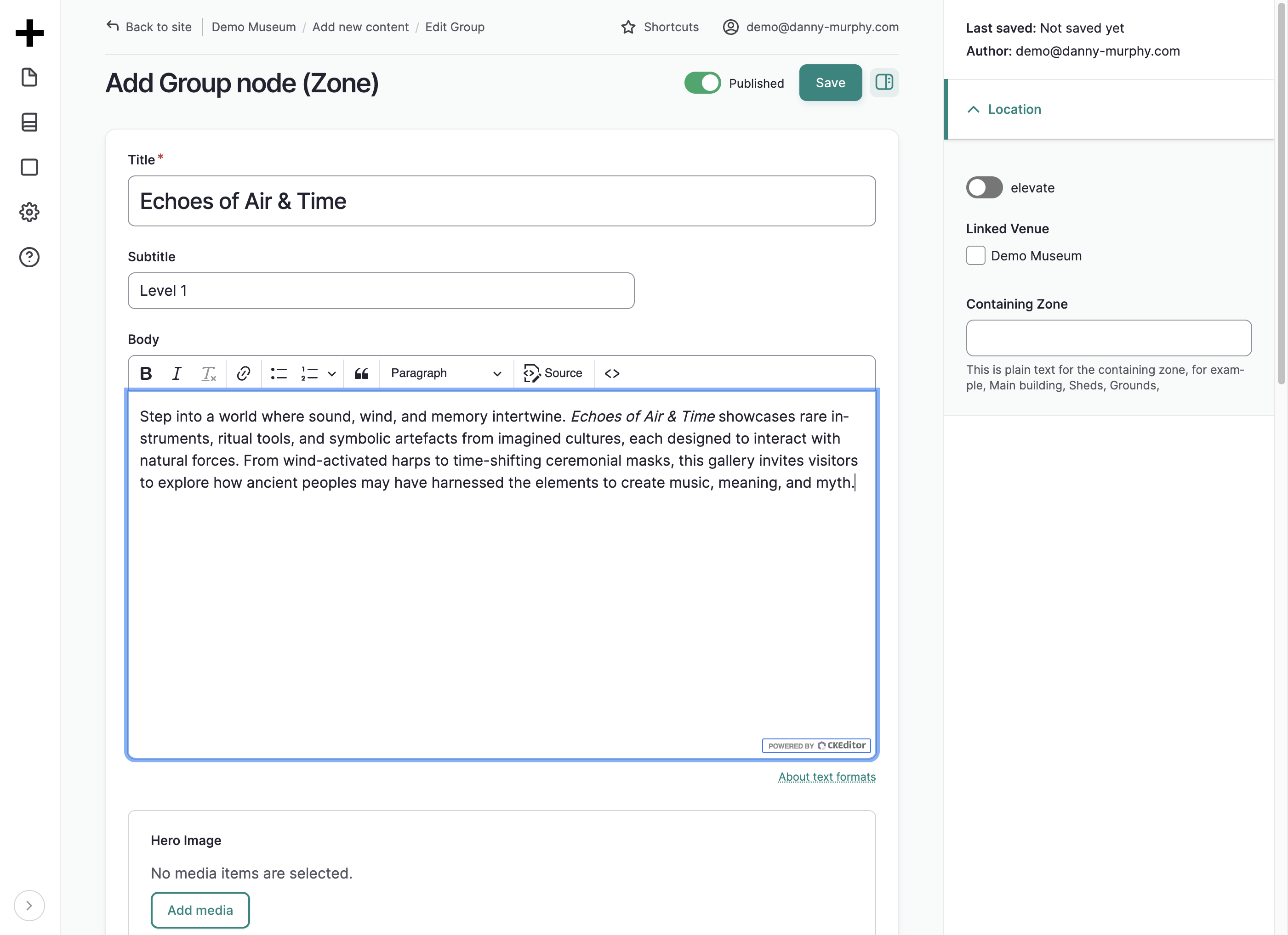 Paste selected text into element
