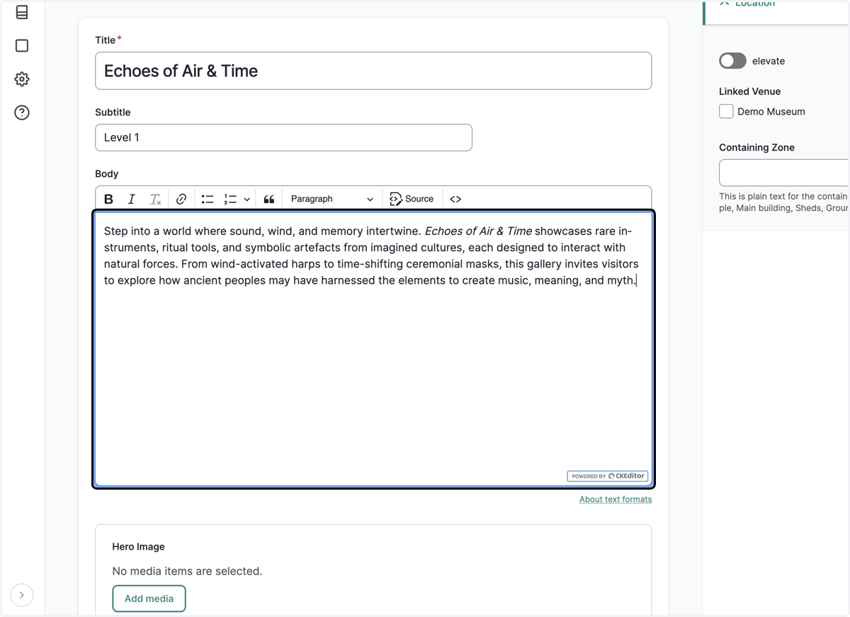 Paste selected text into element
