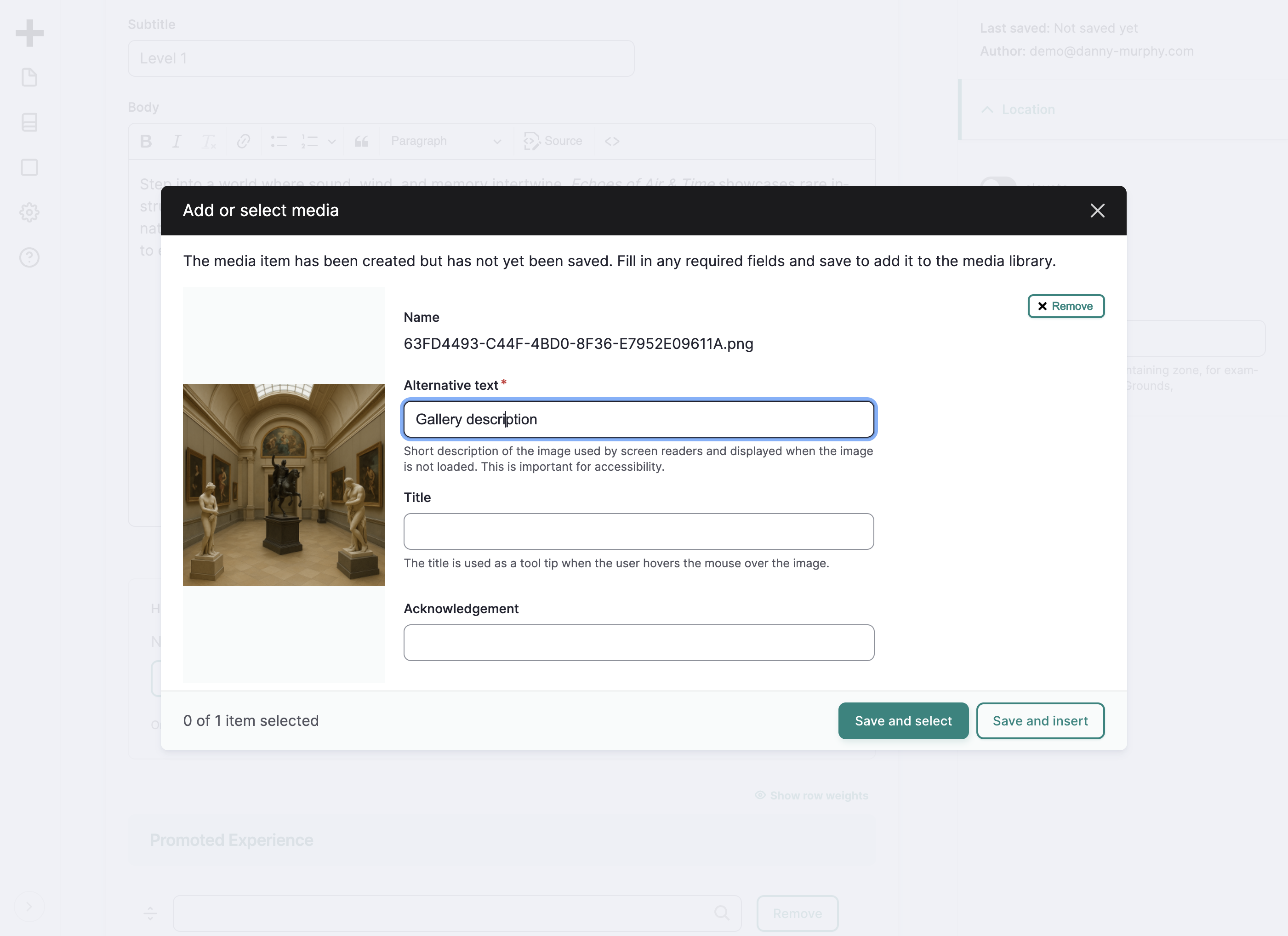 Type "Gallery description"