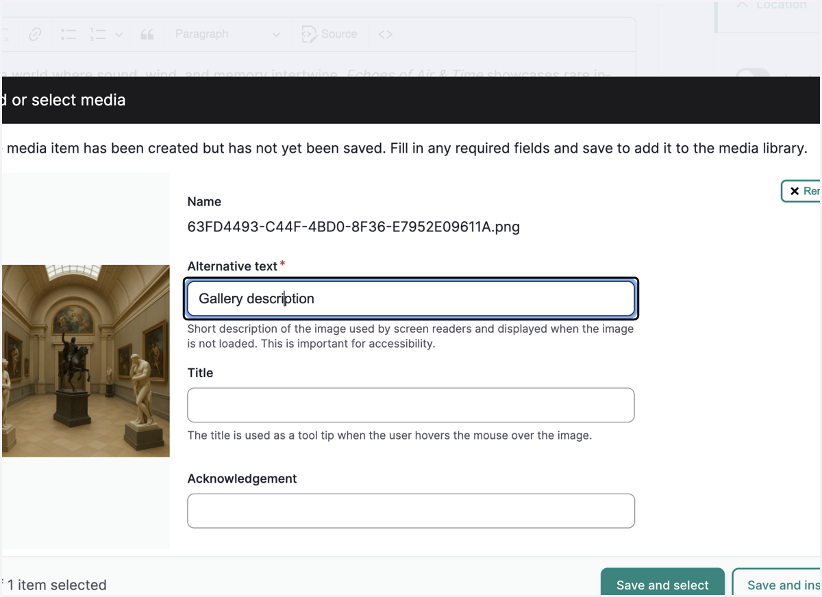Type "Gallery description"
