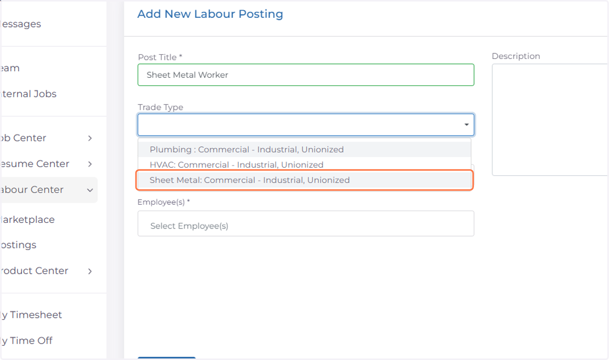 Select Trade Type
