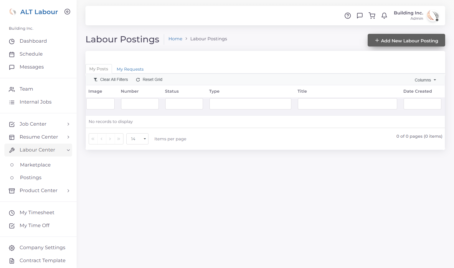 Click on Add New Labour Posting