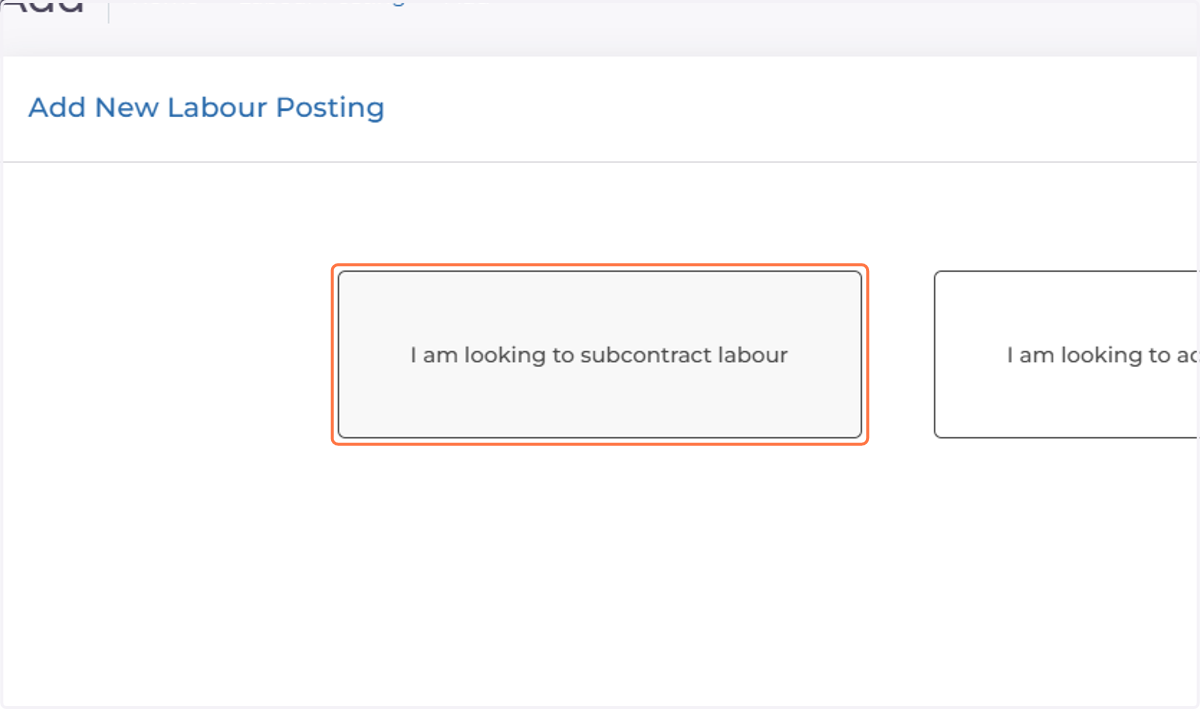 Click on I am looking to subcontract labour