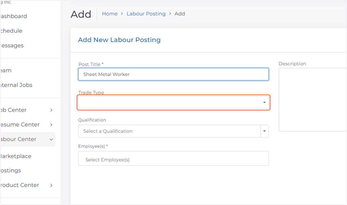 Click on Trade Type
