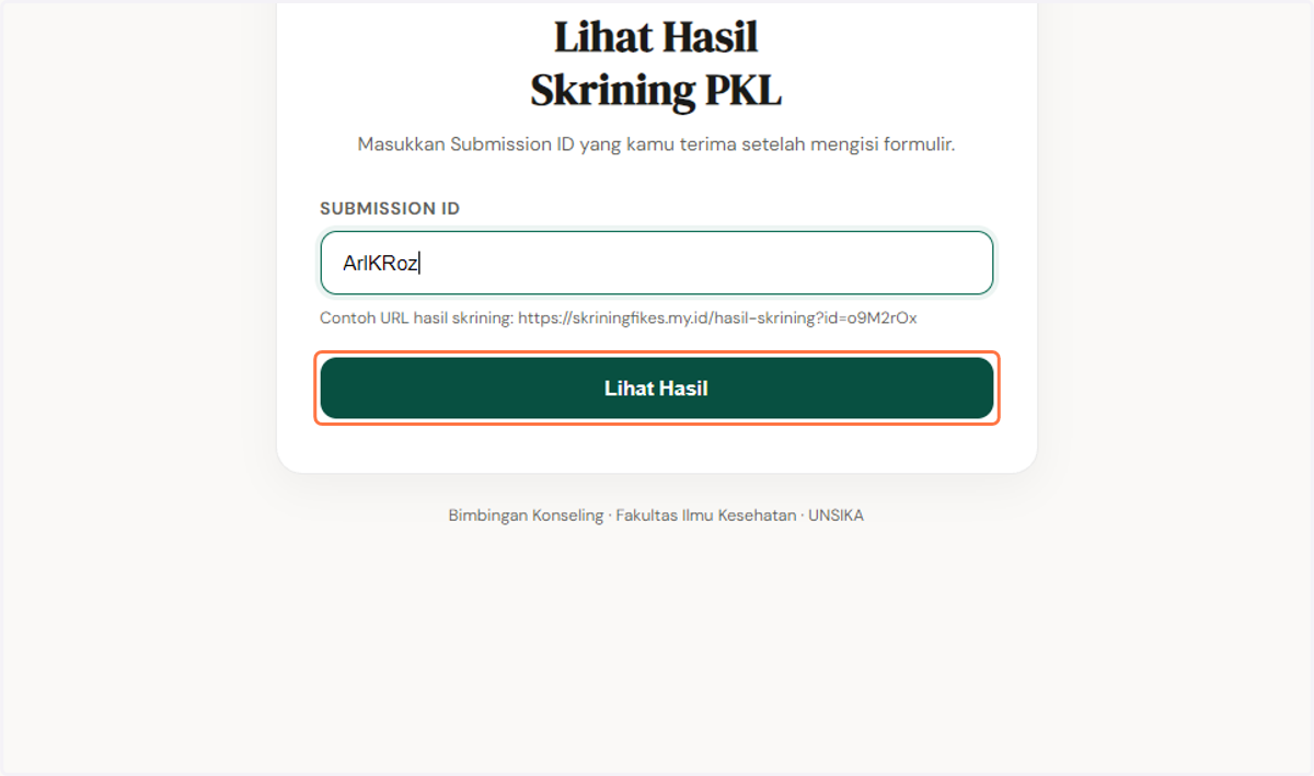 Click on Lihat Hasil