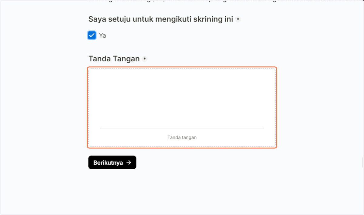 Check "Ya" dan Bubuhkan Tanda Tangan