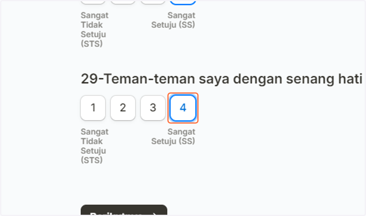 Isi hingga pertanyaan terakhir