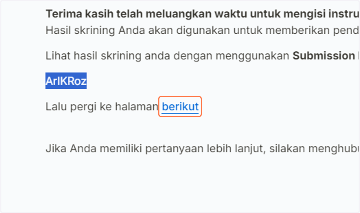 Pergi ke Laman Hasil