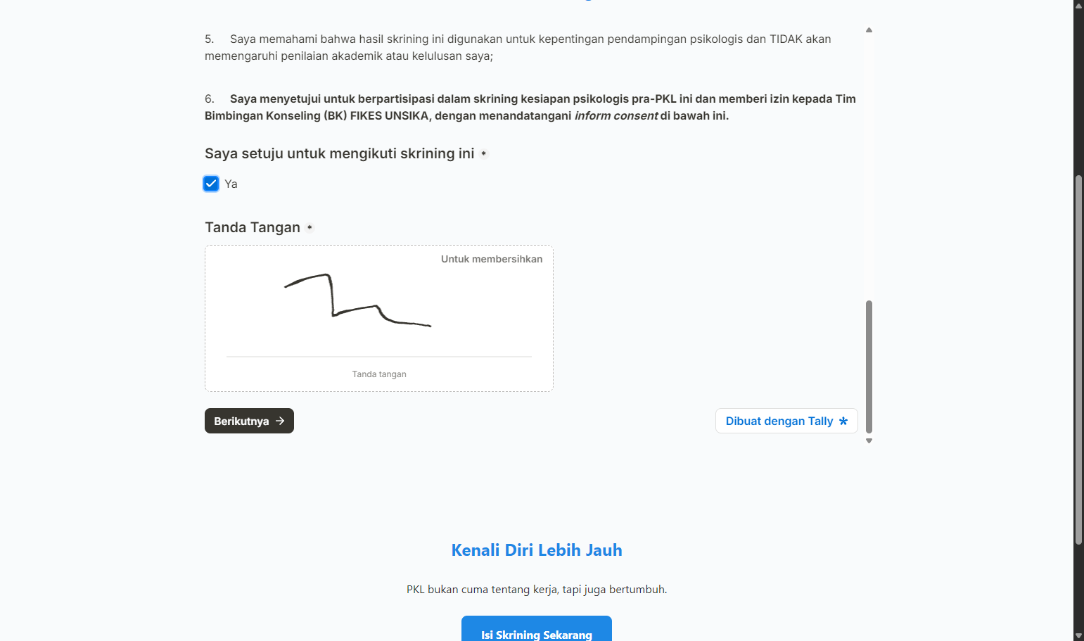 Click on Berikutnya