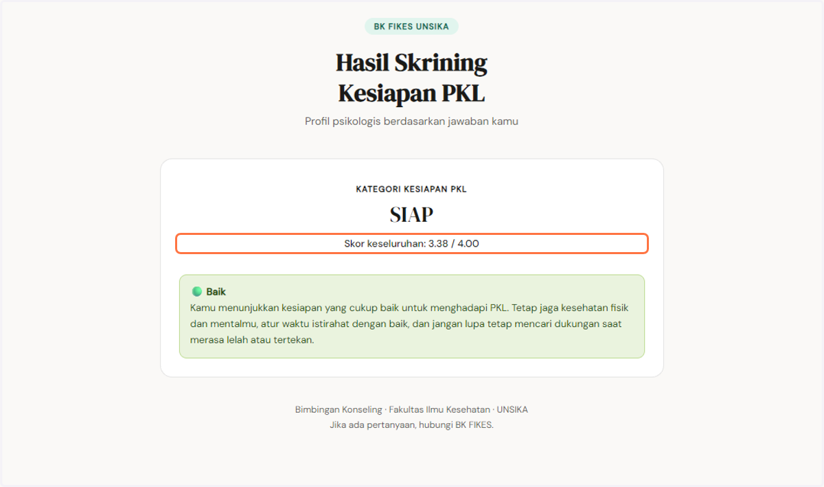 Hasil Ditampilkan Langsung