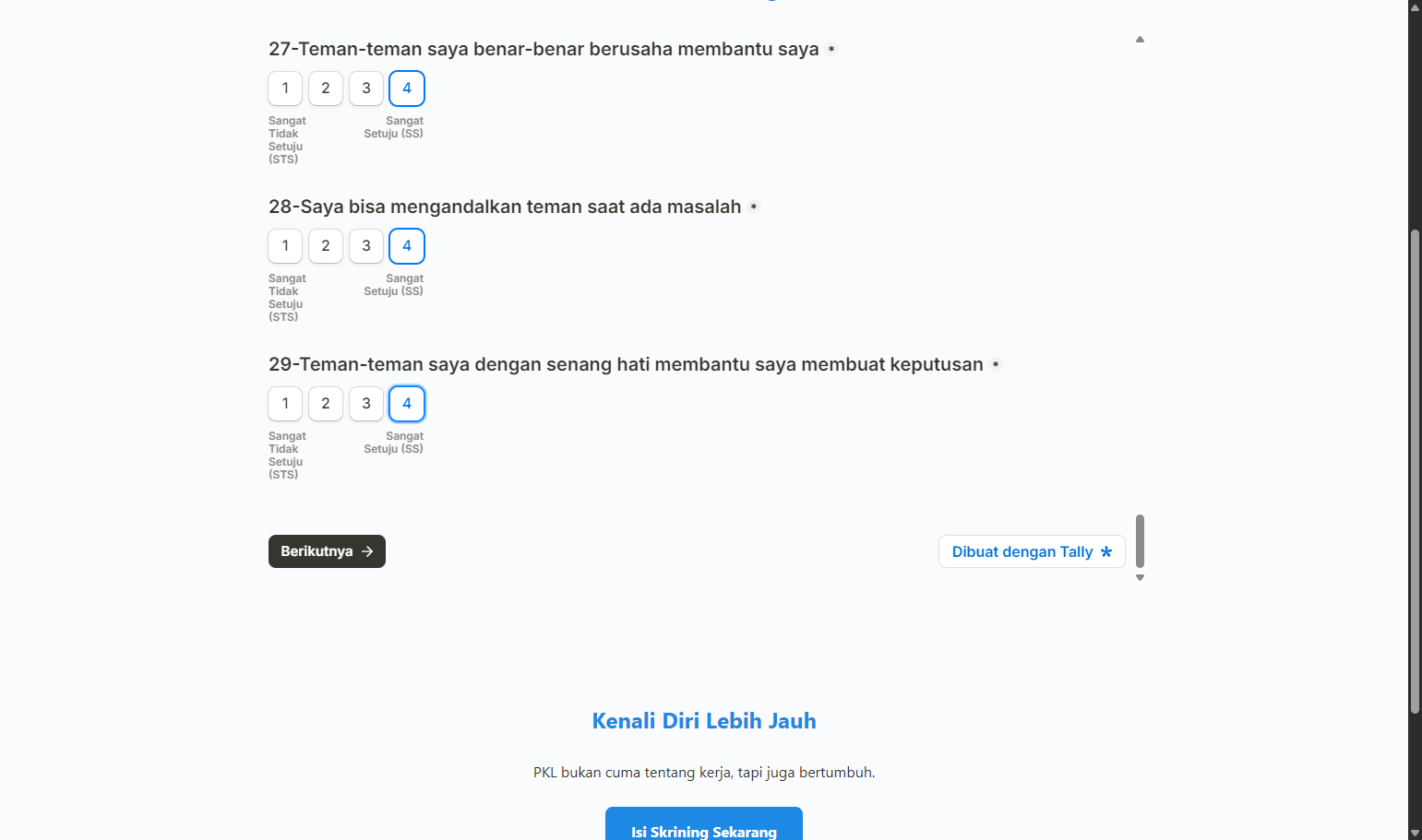 Click on Berikutnya
