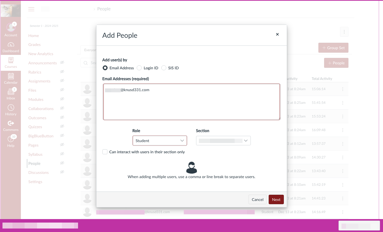 Click on the Role dropdown