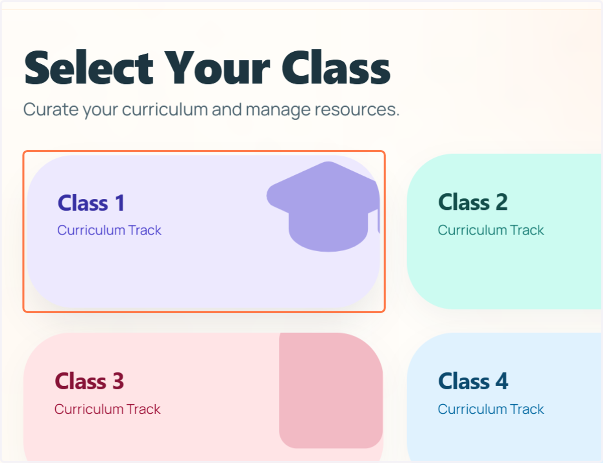 Select the class for which you want to create a worksheet.