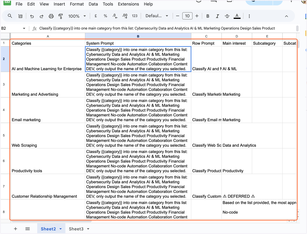 Paste the data you want to classify and enter a system prompt with a Variable in {{....}}