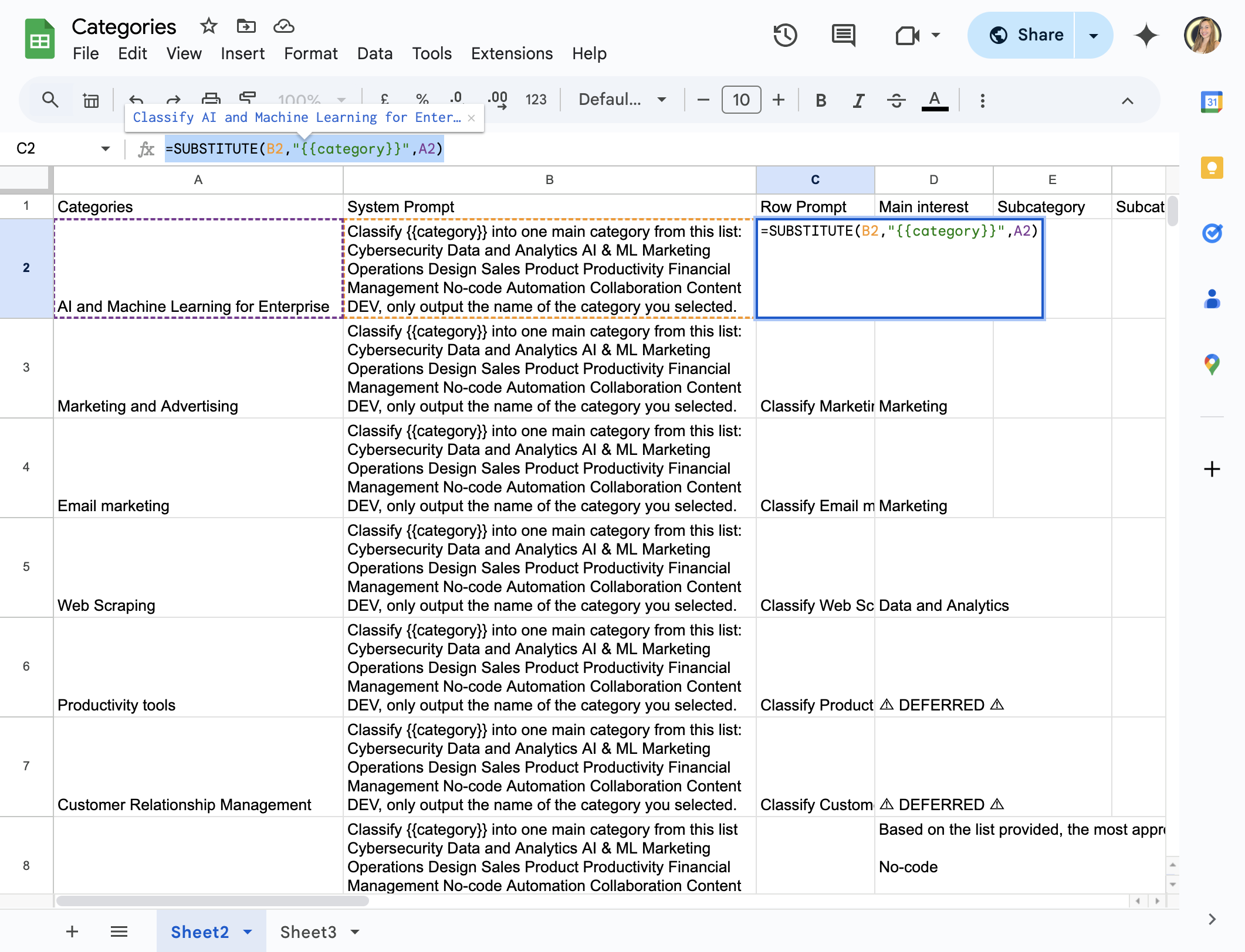 IN the Row prompt, substitute the variable