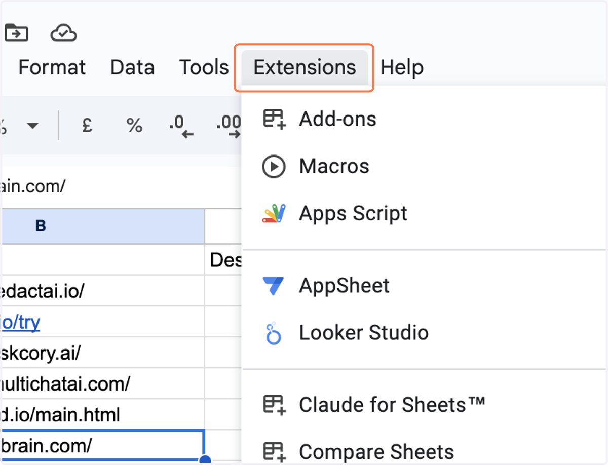 Click on Extensions