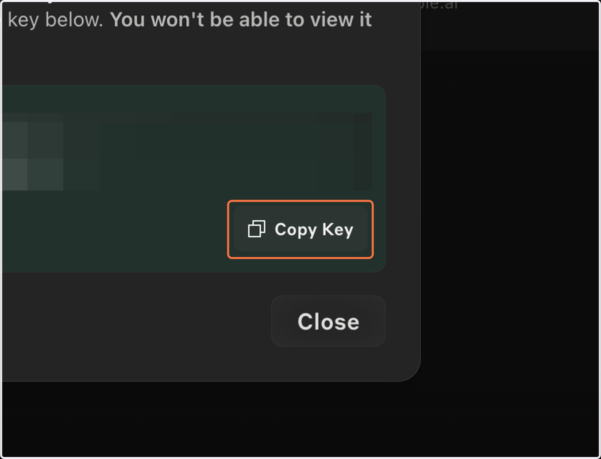 Click on Copy Key