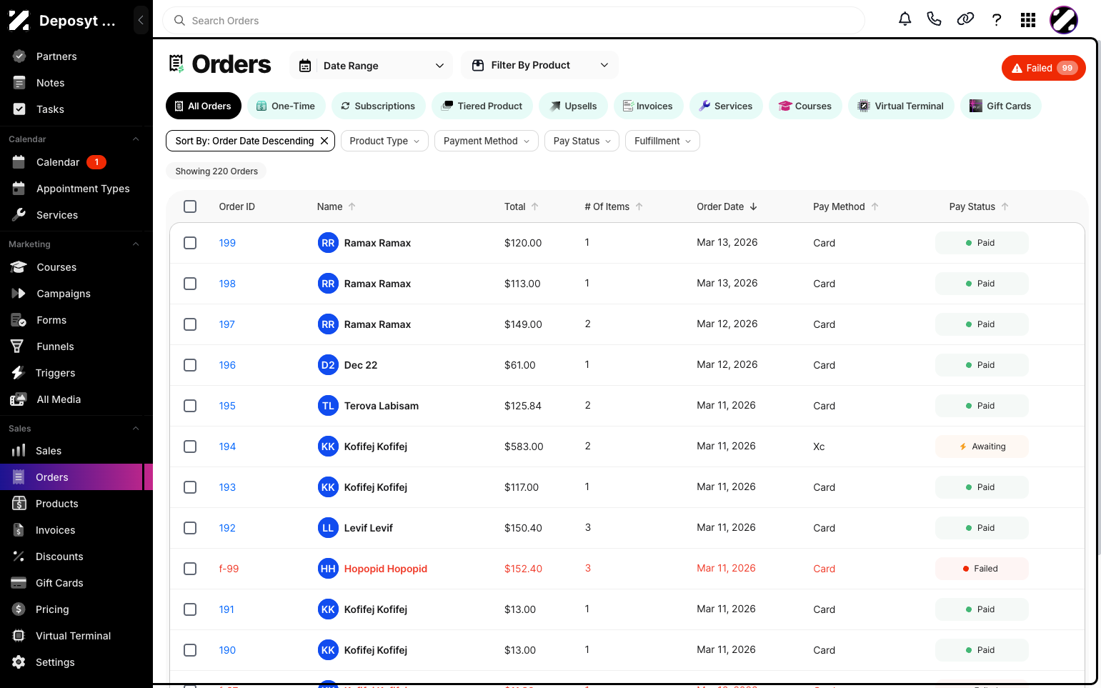 Step 2: You will then be navigated to the Orders tab.